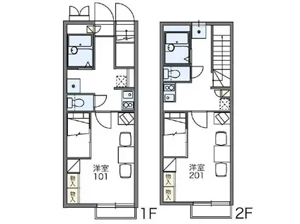 レオパレスブラッサムII(1K/1階)の間取り写真