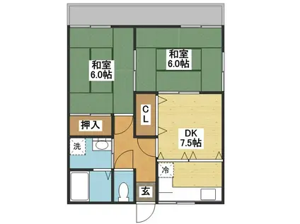 ハイツ吉和I(2DK/2階)の間取り写真