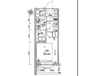 ライジングプレイス綾瀬(1K/4階)の間取り写真