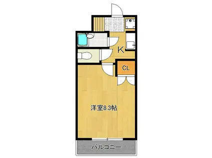 ウイングス学園通 N棟(1K/4階)の間取り写真