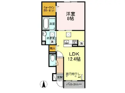 ポートランドAB(1LDK/1階)の間取り写真