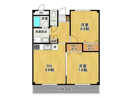 パルフェ(2DK/2階)の間取り写真