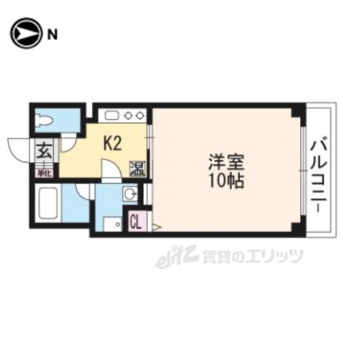 ソレイユ京衣笠(1K/2階)の間取り写真