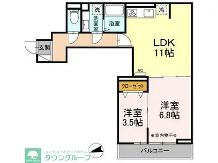 セレスティア東葛西I(2LDK/3階)の間取り写真