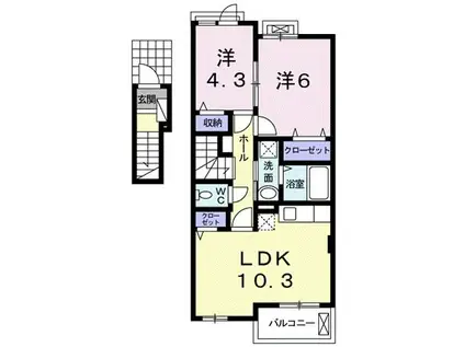 マリンコート・掛川(2LDK/2階)の間取り写真