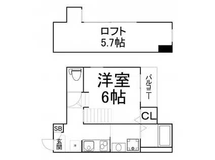 ハーモニーテラス中本(1K/2階)の間取り写真