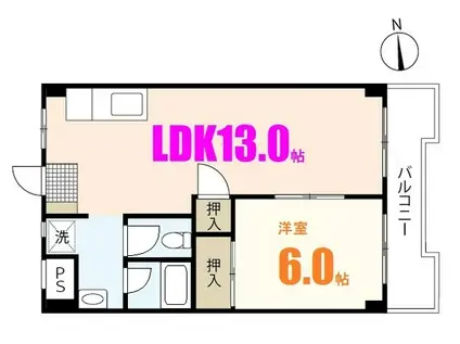 第2コーポ佐々木(1LDK/3階)の間取り写真