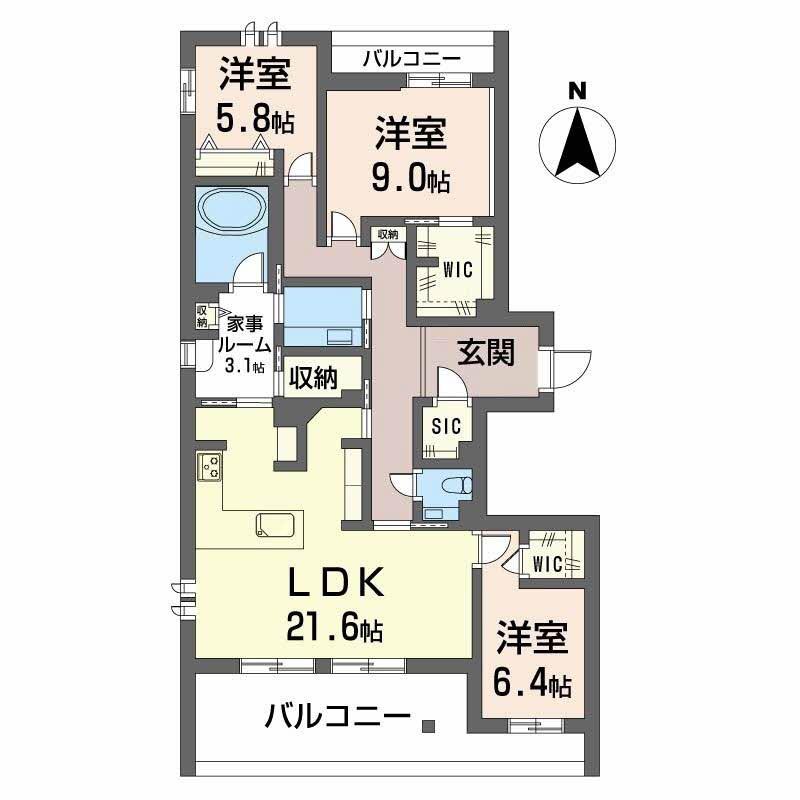 シークリサンス岡本(3LDK/3階)の間取り写真