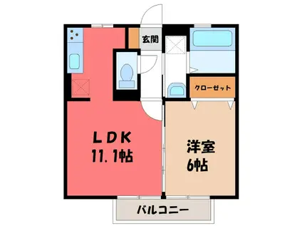 オペラハウス青柳(1LDK/1階)の間取り写真