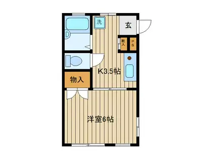 アドバンス(1K/2階)の間取り写真