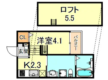 ソフィア新長田(ワンルーム/2階)の間取り写真