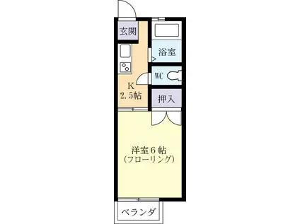 ツカダハイツB(1K/1階)の間取り写真