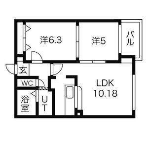 カーム北18条(2LDK/2階)の間取り写真