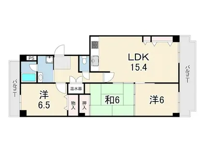 甲子園口ビューハイツ(3LDK/4階)の間取り写真