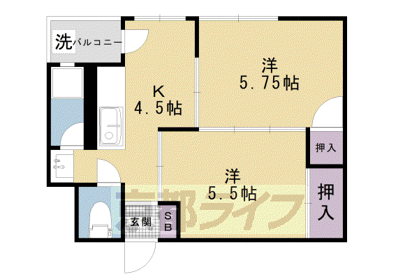 アミューズ北山(2K/4階)の間取り写真