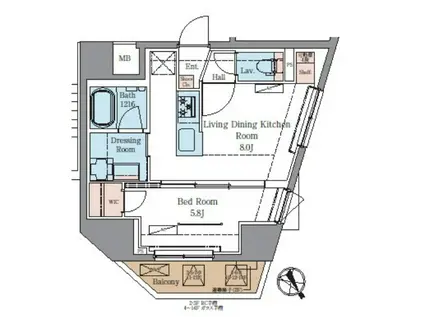 ラグゼナ北千住II(1LDK/6階)の間取り写真