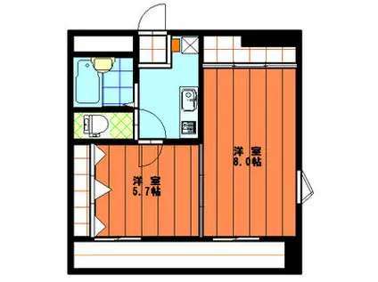 ステラハウスこめがふくろ(2K/3階)の間取り写真