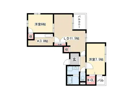 グランドール東桜(2LDK/3階)の間取り写真