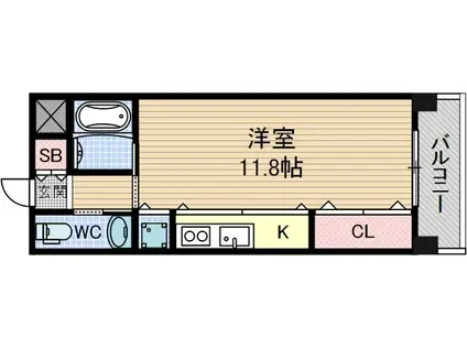 ツインリーブス(ワンルーム/11階)の間取り写真