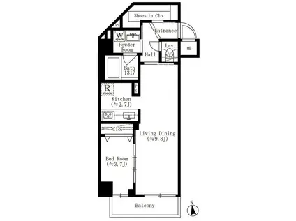 CREATIF文京江戸川橋(1LDK/5階)の間取り写真