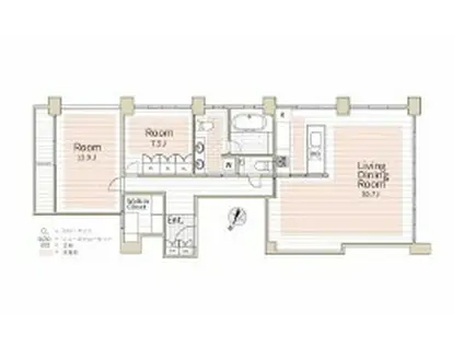 AURA表参道(2LDK/3階)の間取り写真