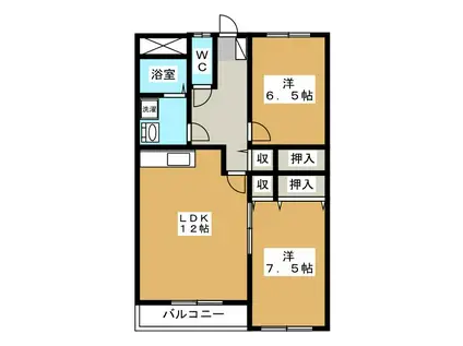 カーサ・オクシブシライタ(2LDK/2階)の間取り写真