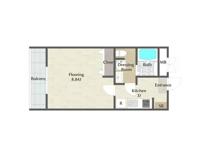 BROOKDEAN(1K/3階)の間取り写真