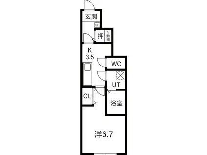 LEVEL VIJF A(1K/1階)の間取り写真