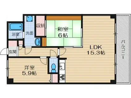 グレーシア大西(2LDK/9階)の間取り写真