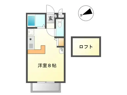 ベルメゾン参番館(ワンルーム/2階)の間取り写真