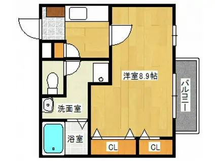 フォブール本町(1K/2階)の間取り写真