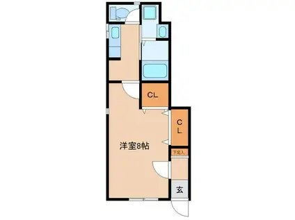 ハウスINモデラート(1K/1階)の間取り写真