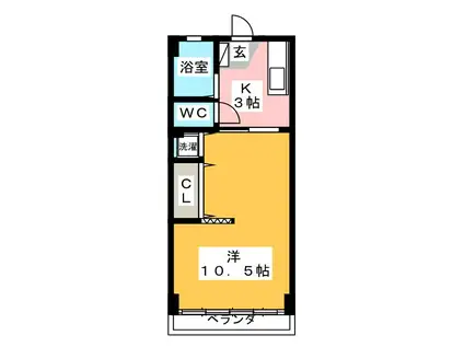 コーポ詩苑(1K/4階)の間取り写真