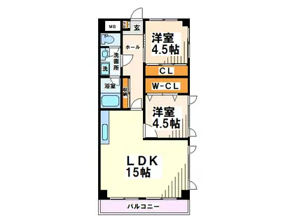 パレススメールA(2LDK/2階)の間取り写真