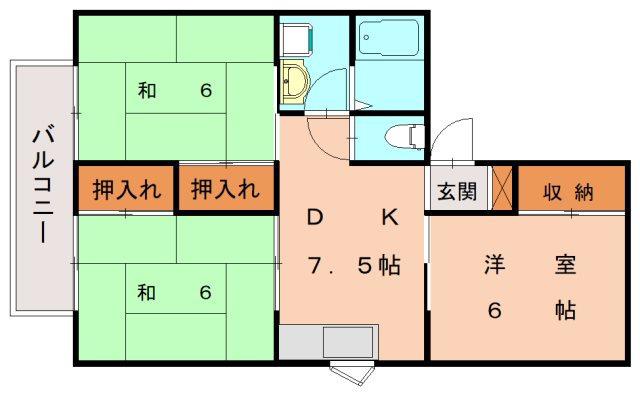 ハイツ末信(3LDK/2階)の間取り写真