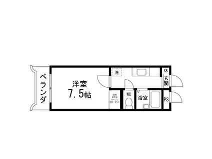 コーポしんし(1K/4階)の間取り写真