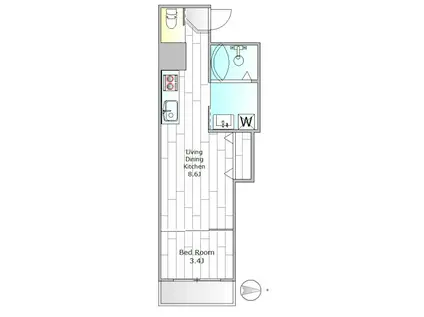 ベルメゾンタカバン(1LDK/2階)の間取り写真