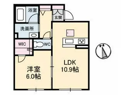 プロヌーブ林町(1LDK/1階)の間取り写真