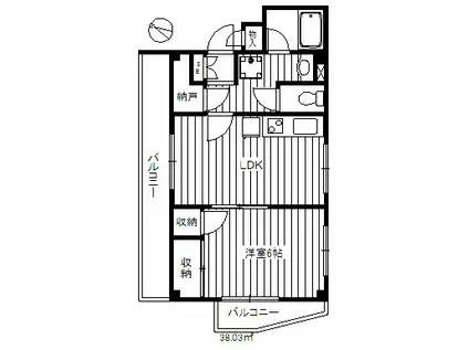 フラット浅見(1LDK/3階)の間取り写真