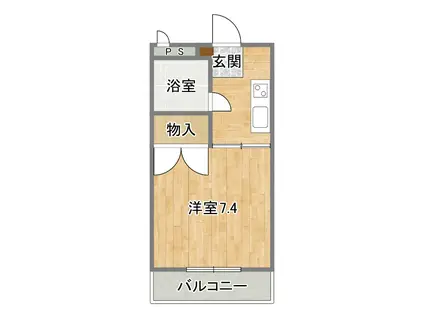 北浜ハイツ(1K/3階)の間取り写真