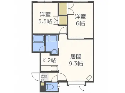 フィオーレ平岡(2LDK/2階)の間取り写真
