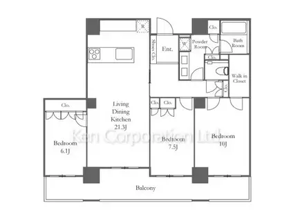 深沢ハウス(3LDK/18階)の間取り写真