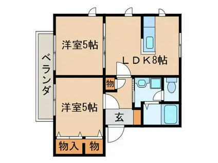 ウエストサイドタウンC棟(2LDK/1階)の間取り写真