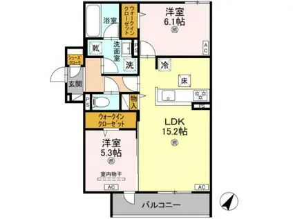 D-RESIDENE大島町(2LDK/1階)の間取り写真