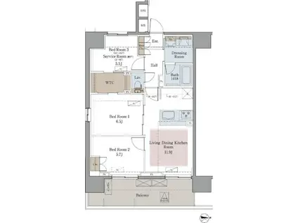 ラグゼナ八王子寺町(2SLDK/2階)の間取り写真