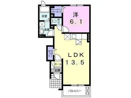 プロムナ-ド(1LDK/1階)の間取り写真