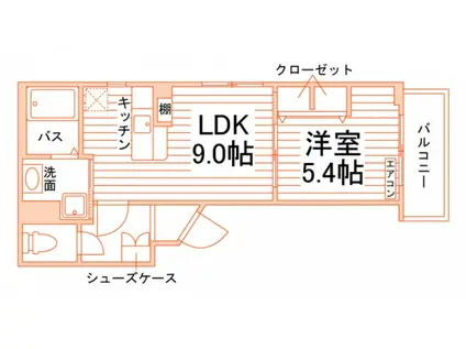CALM周船寺(1LDK/3階)の間取り写真