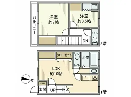 千住柳町戸建(2LDK/1階)の間取り写真