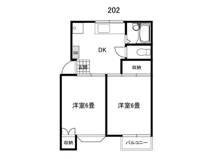 リクライムハイツ(2DK/2階)の間取り写真