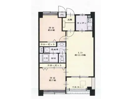 ベル・グランドハイツ(2LDK/5階)の間取り写真